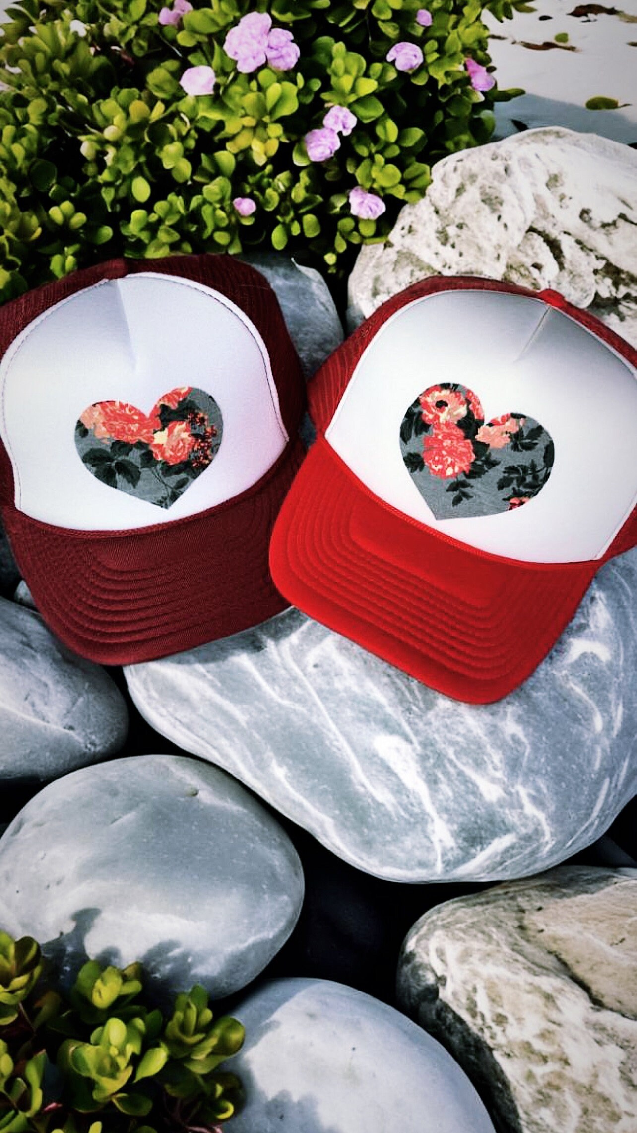 Floral Trucker Baseball Cap - Breathable Cotton Snapback with Love Heart Logo Floral Heart Trucker Hat: Custom Snapback Gift - Etsy Canada main image 4