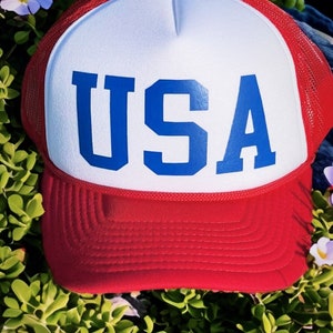 Gorra de EE. UU., gorra de camionero de EE. UU., gorra estadounidense, gorra de camionero estadounidense, EE. UU., gorra de estrella, moda del 4 de julio, rojo, blanco y azul