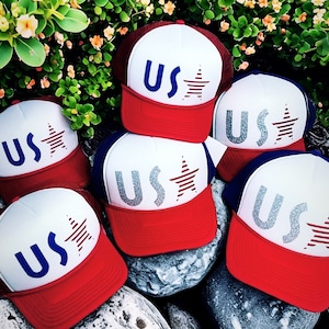 Usa hat, usa trucker hat, america hat, america trucker hat, merica, star hat, Fourth of July fashion, red white blue