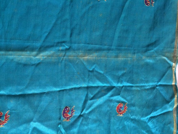 Aqua Scarf, Blue India Scarf, Iridescent Scarf, S… - image 5