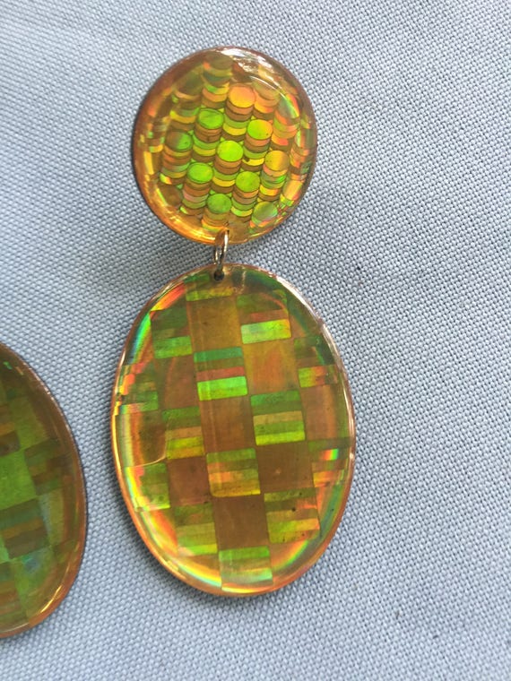 60s Earring, 60 Dangle Earring, Mod Earring, Gold… - image 2