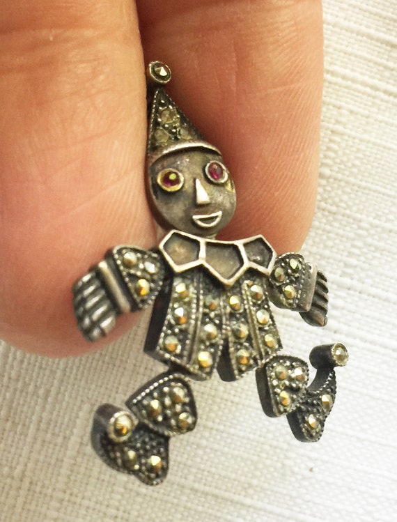 Clown Pendant, Marcasite Necklace, Clown Necklace… - image 4