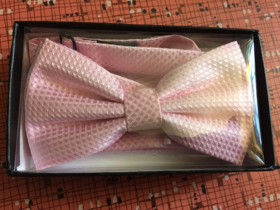 Tuxedo Bow Tie, Pink Bow Tie, Silk Pink Tie, Pink… - image 1