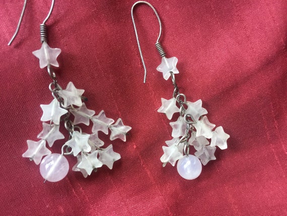 Star Earring, Pink Star Earring, Rose Quartz Earr… - image 1