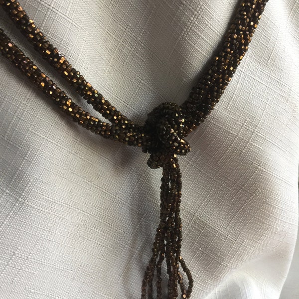 Brown Long Beads, Brown Necklace, Sautoir Necklace, Flapper Beads, Long Brown Necklace, Flapper Necklace, Tassel Necklace, Tassel Beads