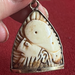 India Pendant, India Necklace, Exotic Jewelry, Hindu Pendant, India Jewelry, Man Face Pendant, Hindu Necklace, Carved Pendant, Face Pendant