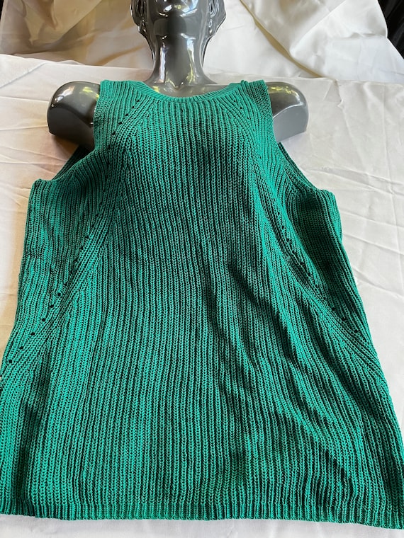 Sleeveless Knit Top, Green Knit Top, Green Top, sl