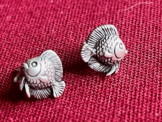 Tiny Fish Stud, Tiny Fish Earring, Silver Fish St… - image 2