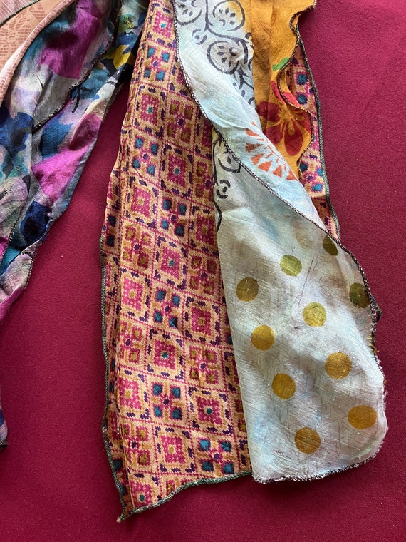 Silk India Scarf, Patchwork Scarf, Multi-color Sc… - image 4