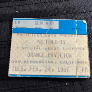 The Pretenders, Chrissie Hynde, Paul Simon, Steve Wynn, Häuptlinge, Ticket Stub, 80er Jahre Konzert, Konzertkarte, Los Angeles Konzert, Rock Roll