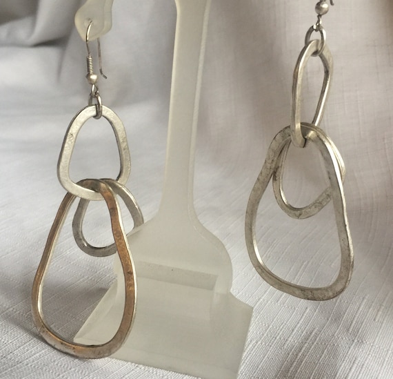 Abstract Silver Drop, Silver Art Earrings, Silver 