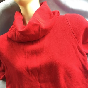 Red Top, Short Sleeve Red Top, Red Blouse, Red Knit Top, Red Turtle Neck, Red Turtleneck, XL Sweater, Red Sweater, Red Pullover, XL Knit Top image 3