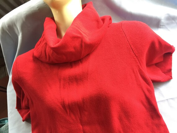 Red Top, Short Sleeve Red Top, Red Blouse, Red Kn… - image 3