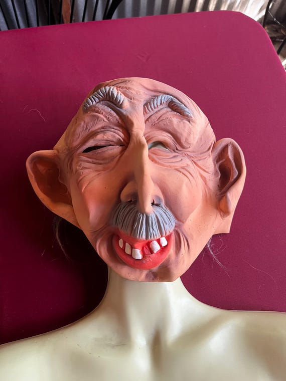 Old Man Mask, Rubber Mask, Bald Man Mask, Adult Mask, Man Mask, Grump Mask, Costume Mask, Horror Mask, Halloween Mask, Large Mask,