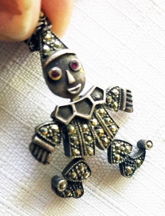 Clown Pendant, Marcasite Necklace, Clown Necklace… - image 9