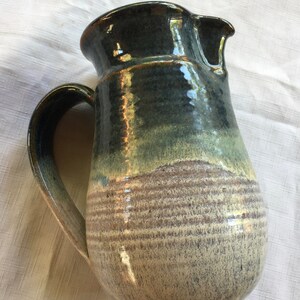 Pottery Pitcher, Stoneware Pitcher, Thrown Pitcher, Blue Pitcher, Water Pitcher, 70s Pitcher, Heavy Pitcher, 70s Kitchen, Hippie Pitcher