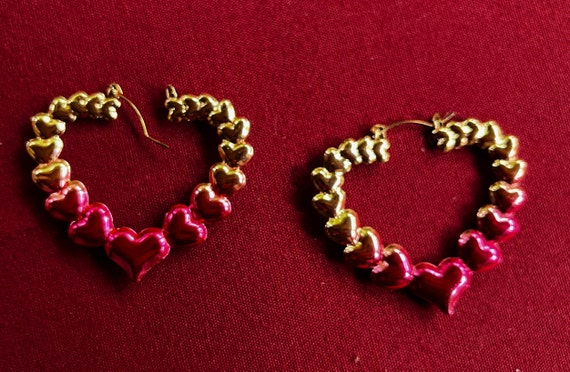 Heart Earring, Pastel Earring, Pink Heart Earring, Boho Heart Earring, Heart Dangle Earring, Victorian heart Earring, Bronze Heart Earring