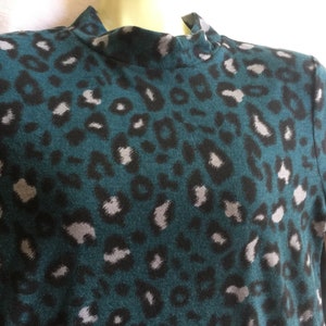 Leopard Dress, Aqua Dress, Aqua Stretch Dress, Long Sleeve Dress, Stretchy Dress, Animal Print Dress, Leopard Print Dress, Turtleneck Dress