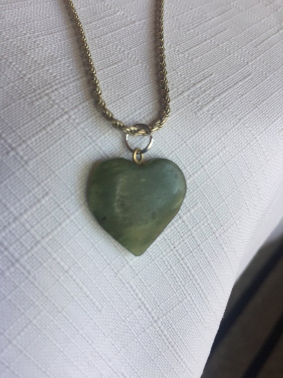 Green Heart Pendant, Sea Glass Pendant, Unisex Pen