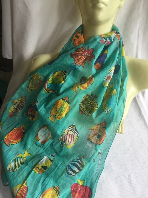 Fish Scarf, Aquarium Scarf, Ocean Scarf, Tropical… - image 2