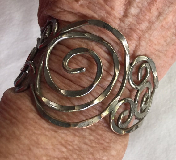 Hammer Silver Cuff, Silver Cuff, Primitive Bracel… - image 7