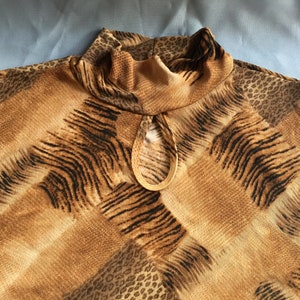Brown Top, Sleeveless Brown Top, Brown Print Top, Brown Stretch Top, Stretch Tan Blouse, Animal Print Top, Animal Top, Animal Blouse, XL TOP