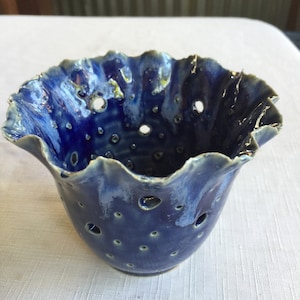 Pottery Votive, Boho Candle, Blue Votive, Celestial Votive, Sky Candle, Blue Candleholder, Blue Tealight, Blue Lantern, Blue Tea Light
