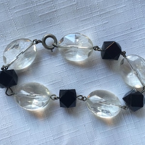 Zwarte armband, zwarte duidelijke armband, dikke armband, dikke zwarte armband, formele armband, chic armband, zwarte kralenarmband