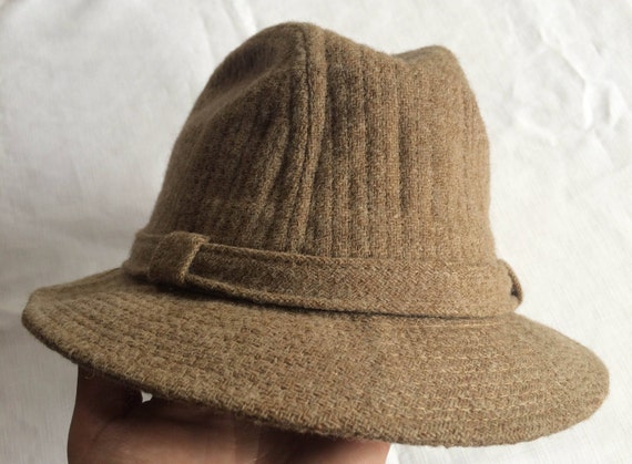 Tan Wool Hat, Tan Hat, Beige Wool Hat, Retro Tan … - image 1