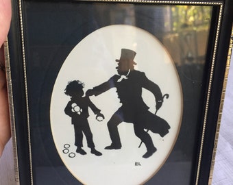 English Art, London Art, English Decor, Dickens Art, British Decor, British Wall Art, DIckens GIft, Author Art, Silhouette Art, Literary Art