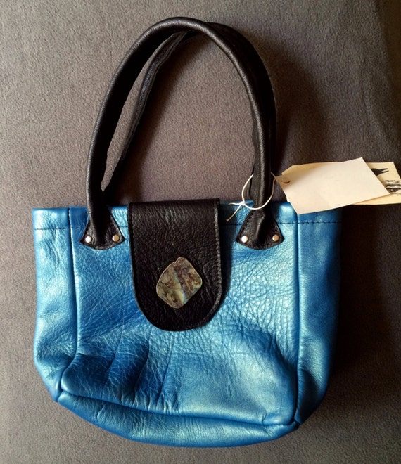 Blue Purse, Blue Designer Purse, Blue Leather Purs