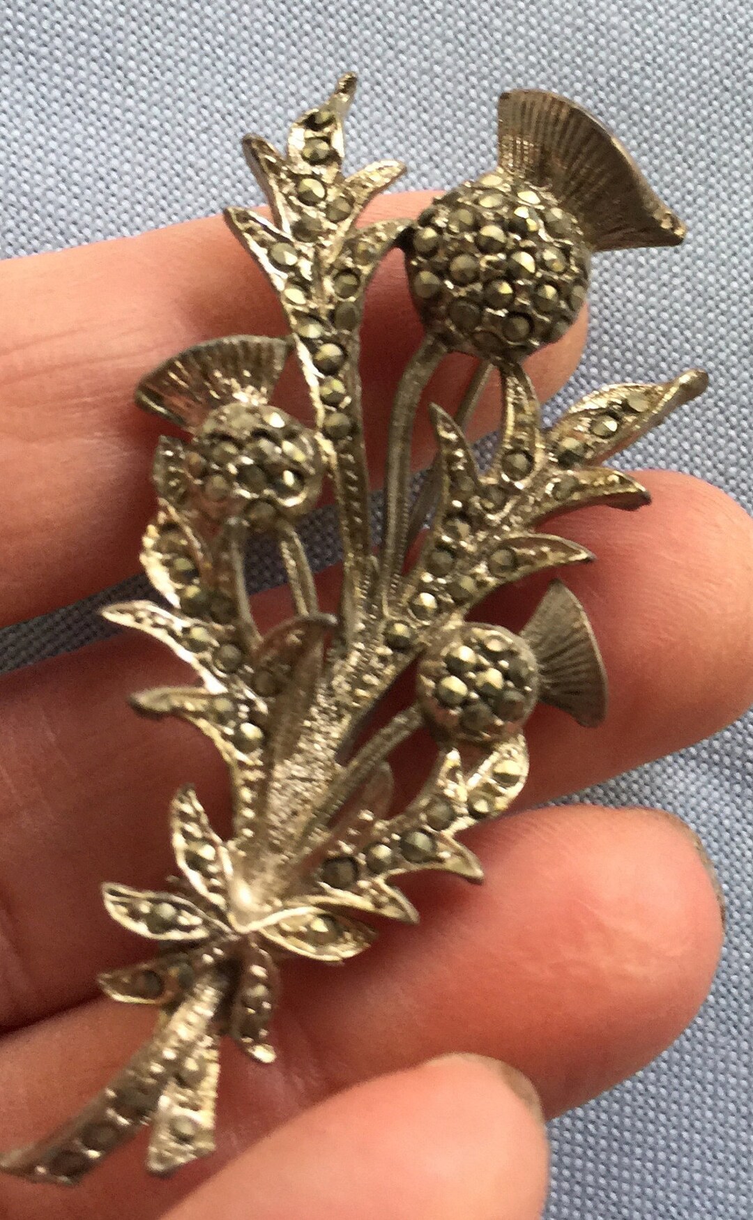 Floral Rustic Pin Flower Pin, Flower Brooch, Retro Flower Pin, Marcasite Flower ...