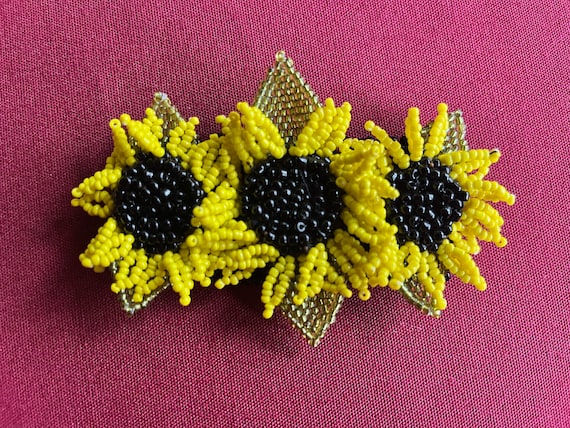 Yellow Bead Bracelet, Sunflower Bracelet, Flower Bracelet, Yellow Bracelet, Seed Bracelet, Stretch Bracelet, Bead Bracelet, Floral Bracelet