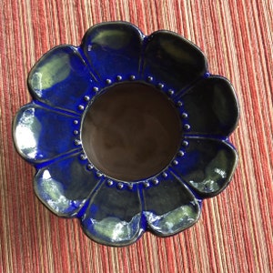 Blue Pottery Vase, Shallow Vase, Shallow Planter, Succulent Planter, Bonsai Pot, Short Planter, Small Flower Bowl, Short Vase, Flower Bowl
