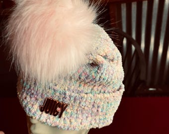 JUICY COUTURE★ Knitted hat JC259 Juicy Couture Cap, Pastel Hat, Knit Hat, Designer Beanie