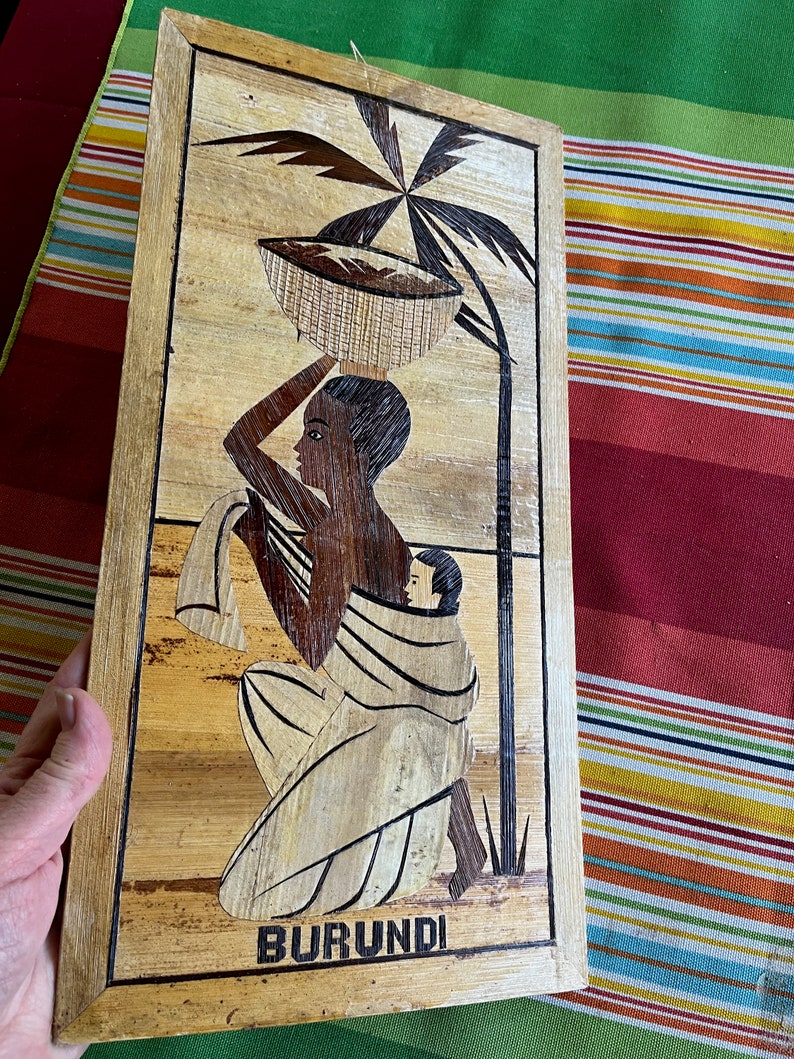 Africa Art, Africa Wall Art, Burundi Art, Burundi Wall Art, Africa Decor, Wood Wall Art, Africa Folk Art, Africa Wood Art, Burundi Folk Art image 1