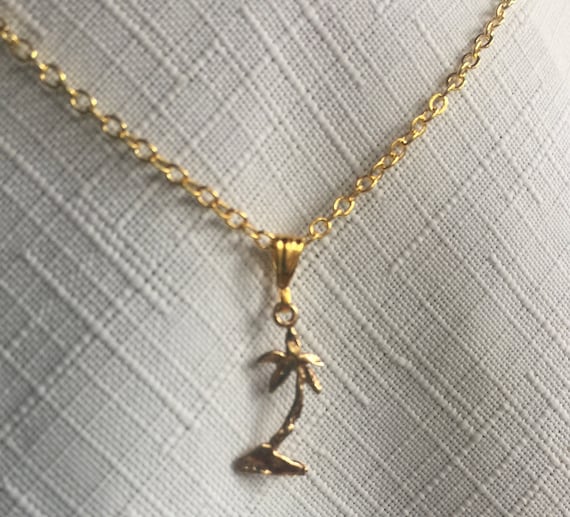 Gold Hawaii Pendant, Gold 14K Pendant, Gold Palm Pendant, 14K Palm Pendant, Hawaii Pendant, 14K Hawaii Charm, Hawaii Necklace, 14K Pendant