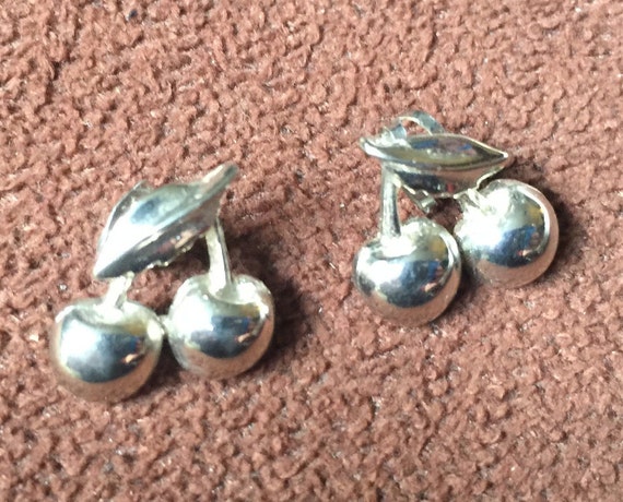 Cherry Stud, Silver Stud, Cherry Earring, Silver … - image 5