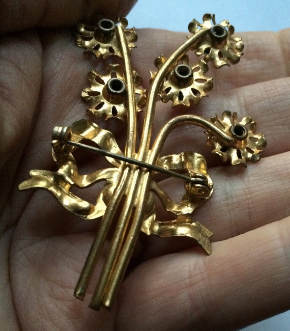 Gold Victorian Brooch, Aqua Brooch, Art Nouveau Pin, … Gem