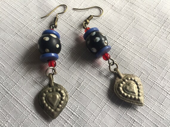 Heart Gypsy Earring, Heart Earring, Boho Heart Dangle, Boho Dangle, Boho Heart Earring, Hippie Earring, Heart Dangle, Silver Heart Drop