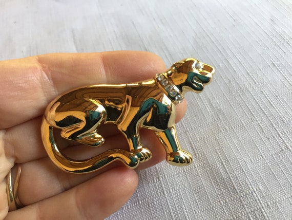 Gold Panther Pin, Cougar Pin, Cougar Brooch, Pant… - image 5