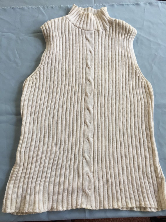 White Sleeveless Top,White Knit Top,Cream Top,Off