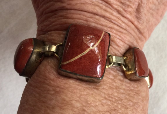 Rust Stone Bracelet, Rust Bracelet, Brown Bracele… - image 1