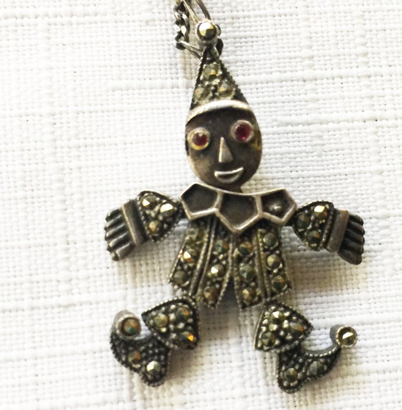 Clown Pendant, Marcasite Necklace, Clown Necklace… - image 5