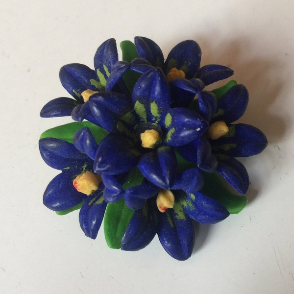 Flower Pin, Romantic Pin, Bouquet Pin, Flower Brooch, Dark Blue Pin, Bride Pin, Floral Pin, Floral Brooch, Retro Pin, 40s Pin, 30s pin