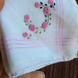 Rose Handkerchief, Small Handkerchief, Handkerchief, Wedding Handkerchief, Bridal Handkerchief, White Handkerchief, Embroidery Handkerchief