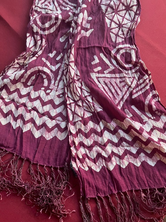 Maroon Scarf, Batik Scarf, Purple Scarf, Oscar De 