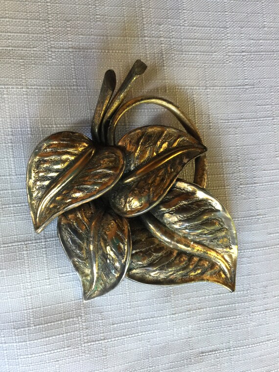 Leaf Pin, Leaf Brooch, Metal Leaf Pin, Metal Leaf… - image 4