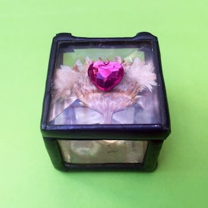 Ring Box, Proposal Box, Engagement Box, Trinket Box, Covered Boho Romantic Jewelry Accent Lidded Glass Gift Jewelry Container Hinged Gift