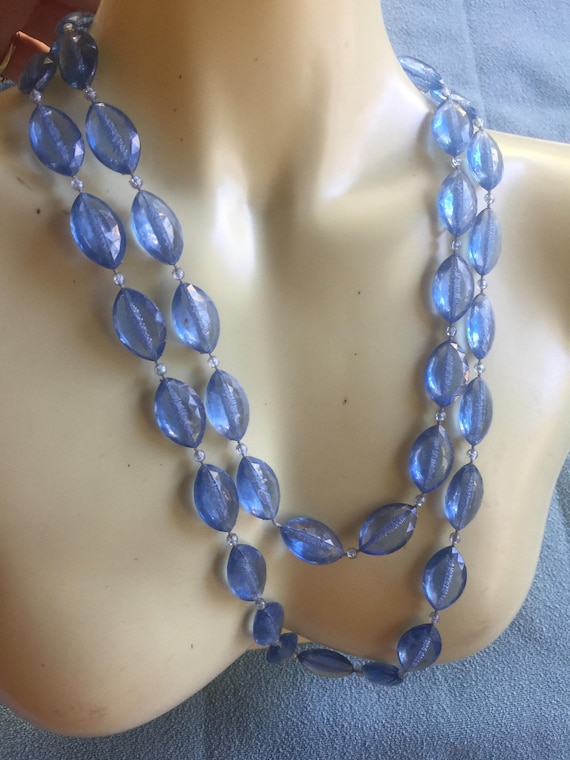 Mod Necklace, 60s Necklace, Long Blue Necklace, Mo